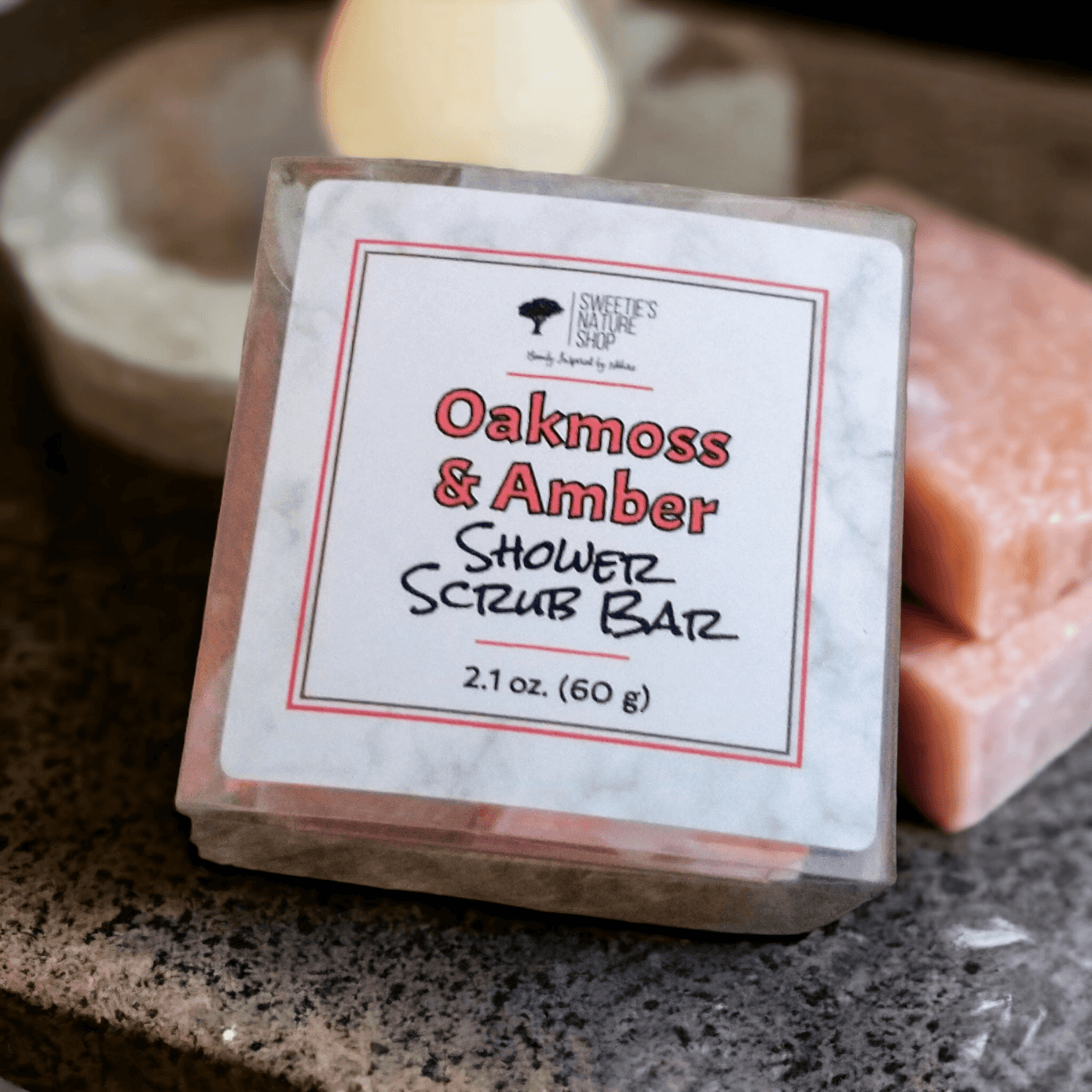 Oakmoss & Amber Shower Scrub Bar - Sweetie's Nature Shop